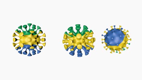 3d animación coronavirus 2019-ncov de gabón país caribeño. bandera gabonesa en esferas de bola de virus covid19, en fondo blanco. canal alfa