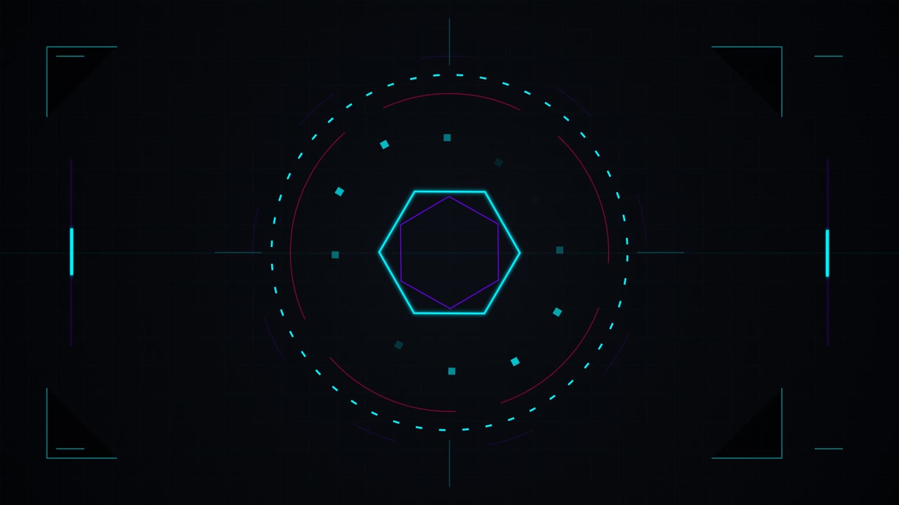 Futuristic Digital Hexagon Interface HUD Animation