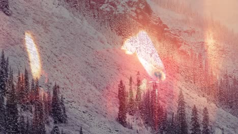 Animation-Von-Kerzen-über-Winterlicher-Berglandschaft