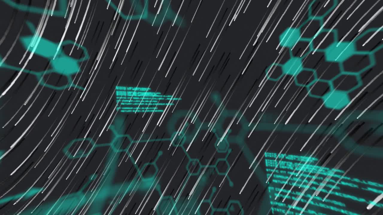 Light trails over medical data processing against black background