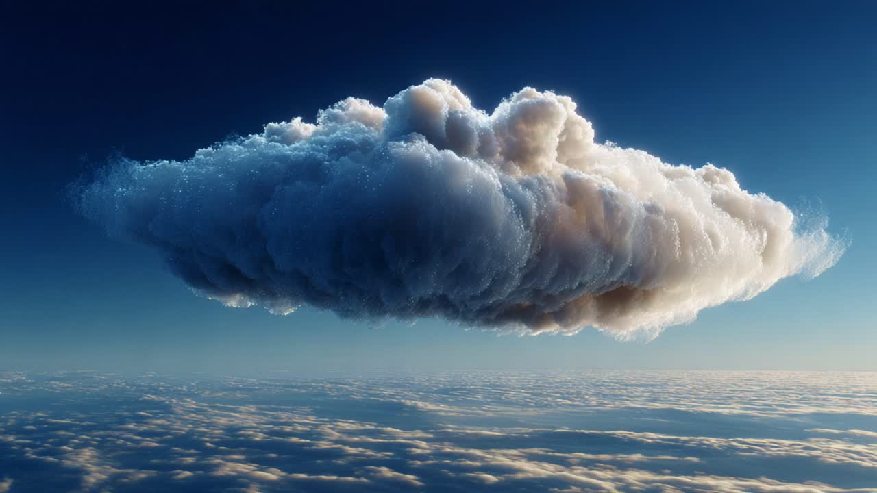 A Stunning Display of Atmospheric Beauty: Captivating Cloud Formation Floating Above the Tranquil Sea of Clouds, Illuminated by Soft Light Demonstrating Nature's Wonder