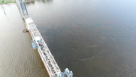 Flying-up-over-old-Truss-Bridge-with-Counterweight-Suspension