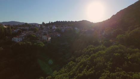 aerial: a small village in the mountains of samos, greece