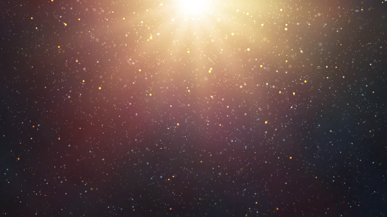 Luxury Golden Shine: Rays, Glitter and Sparkling Christmas Lights in a Shiny Design: Abstract Background with Floating Particles and Bokeh Lights