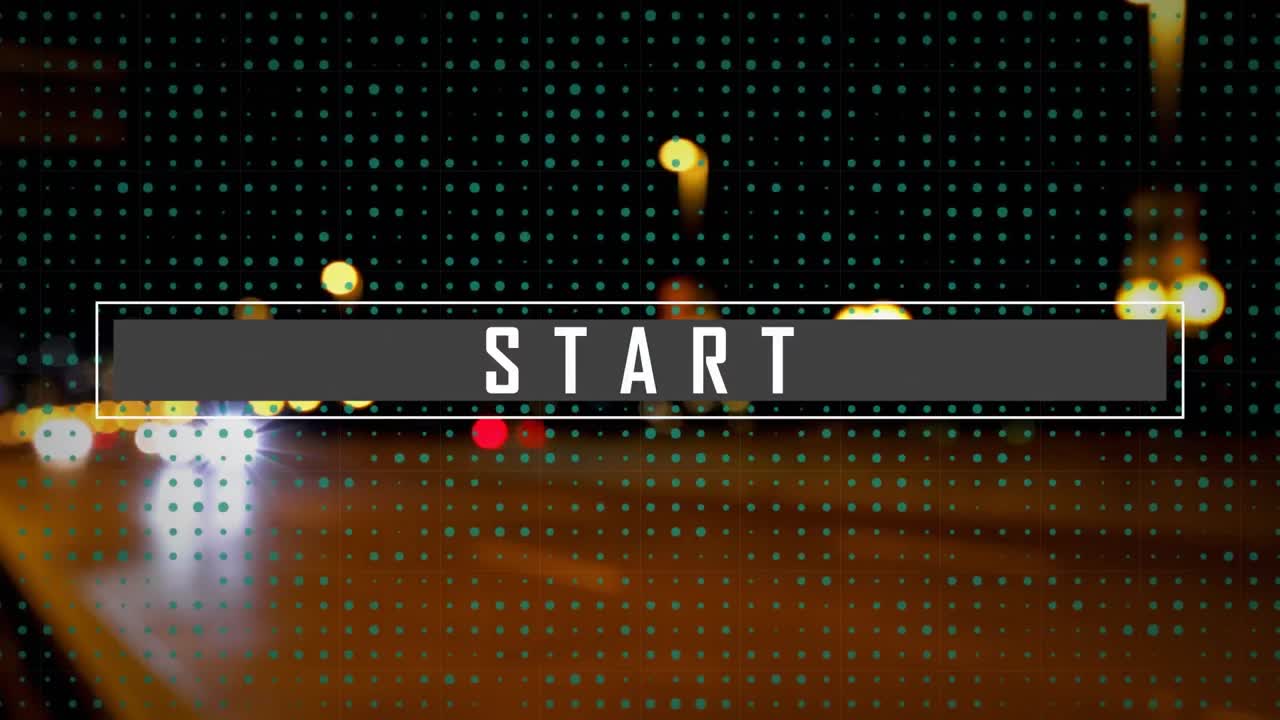 밤에 도시 위에서 시작 텍스트의 애니메이션