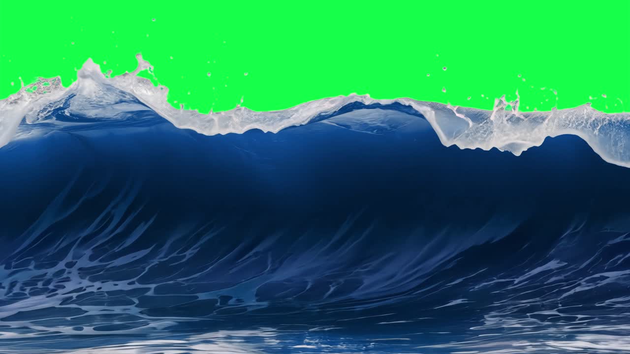 Vibrant ocean wave motion animation, transparent 4K video, green screen ...