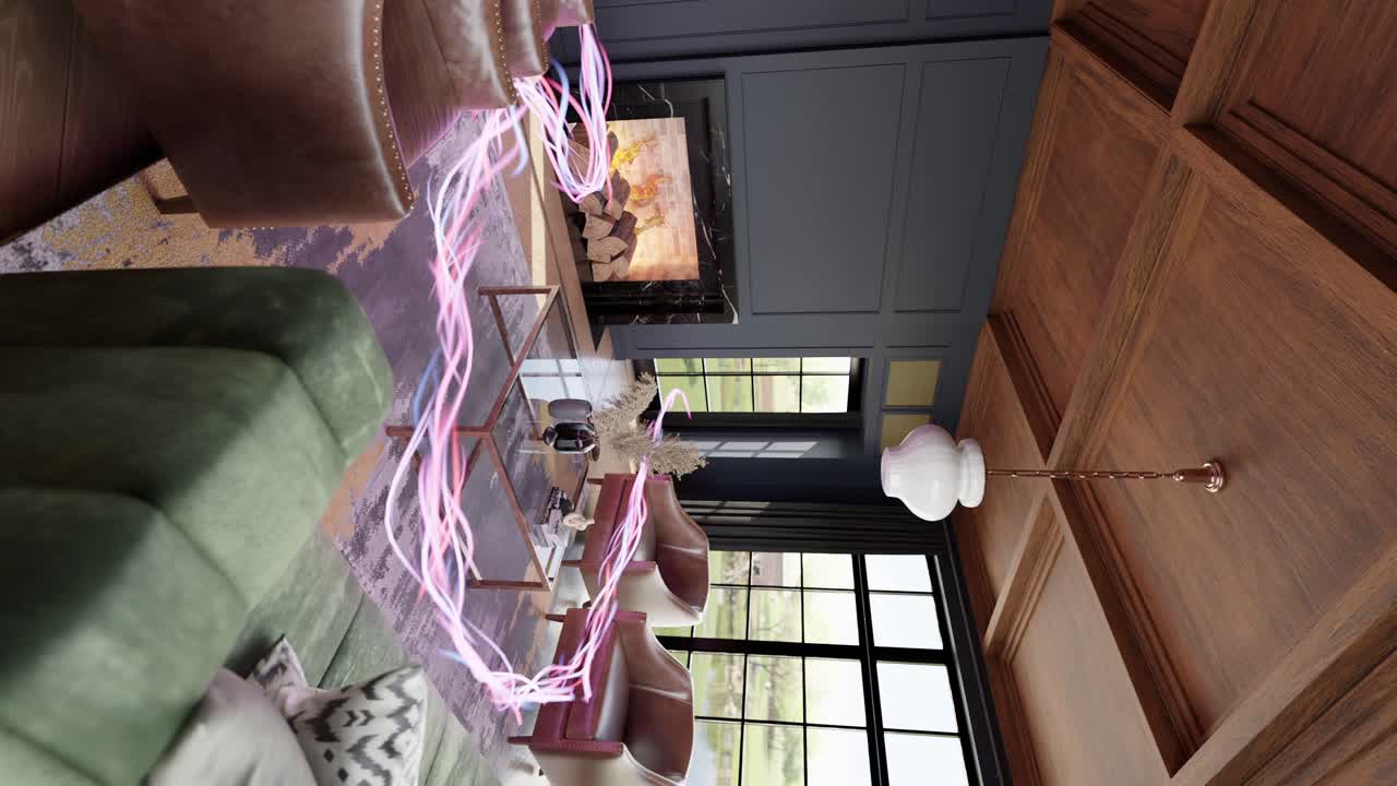 시골의 우아함: 파노라마 호수변 거실 철수 수직