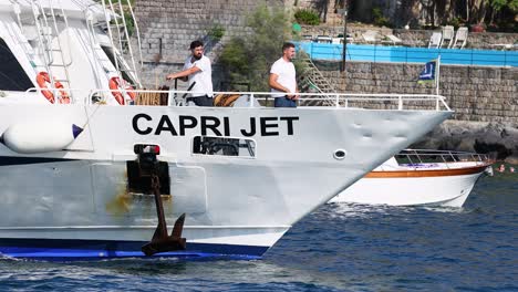 boat moving near sorrento, naples, italy