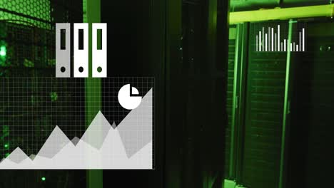 animación del procesamiento de datos a través de servidores informáticos