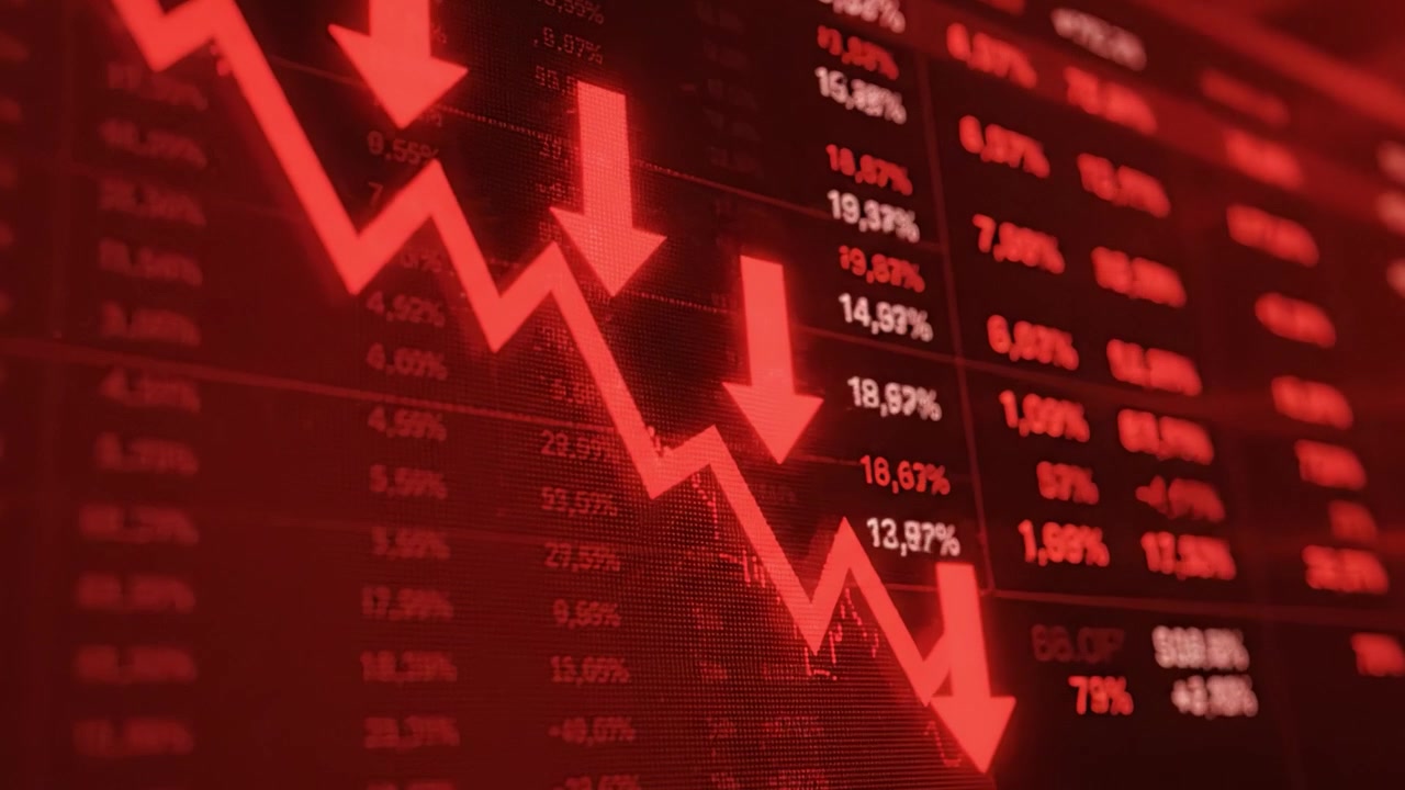 Analyzing a Dramatic Downtrend in Stock Market Performance: A Visual Representation of Bearish Trends and Negative Market Sentiment