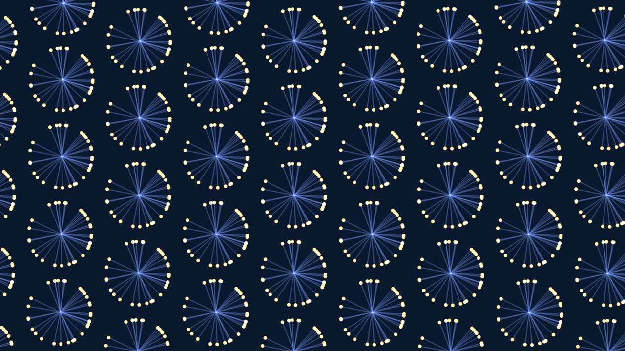 Small circles pattern with blue lines and yellow dots