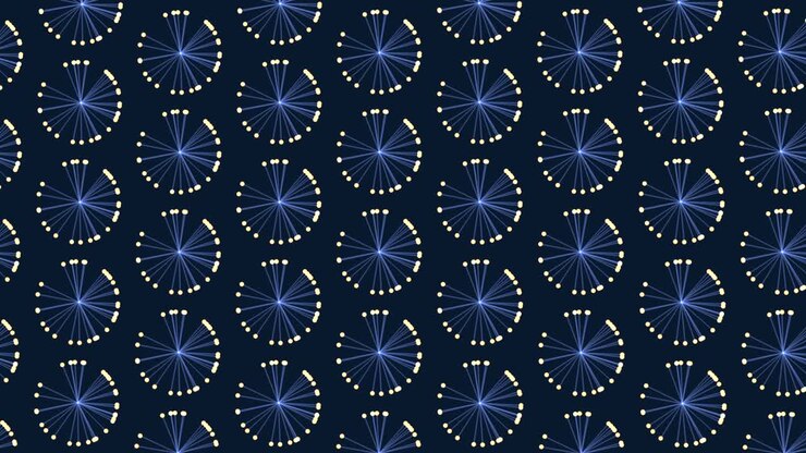 Small circles pattern with blue lines and yellow dots