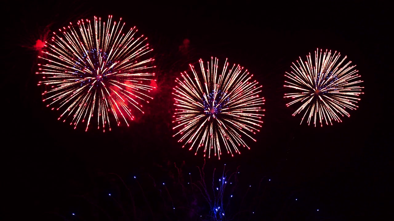 Colorful Firework display at night on sky background