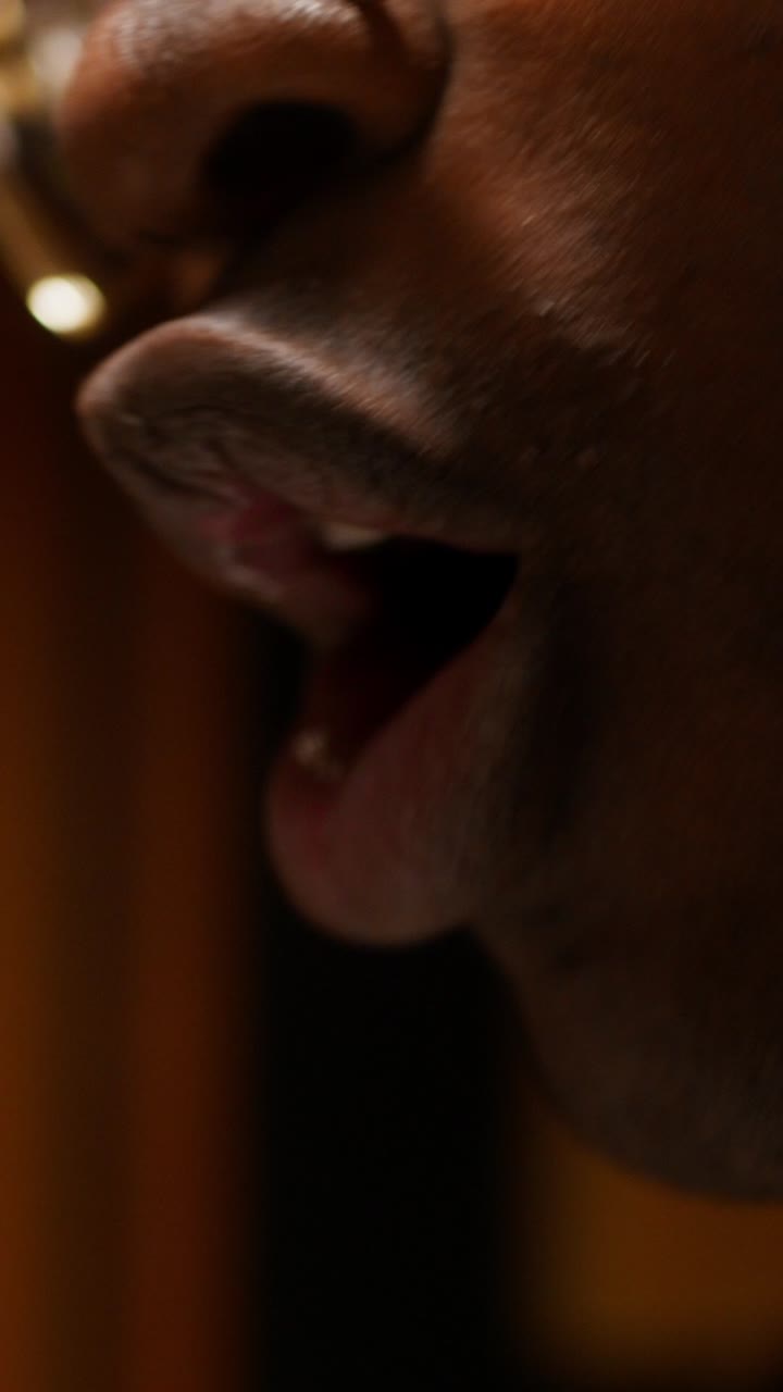 Close-up of a person's face and mouth