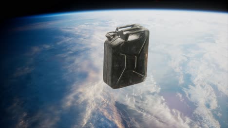 metal vintage and dirty jerrycan on earth orbit