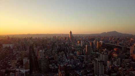taiwan sunset time taipei cityscape aerial panorama 4k
