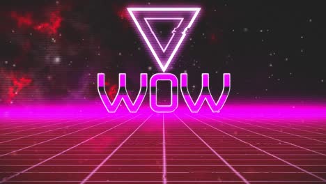 animación pantalla de videojuegos antiguos con la palabra wow escrita