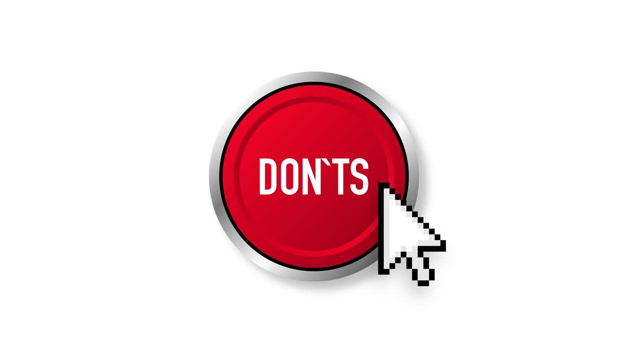 Donts button. Rejected. Positive feedback concept. 3D flat button. Motion graphics.