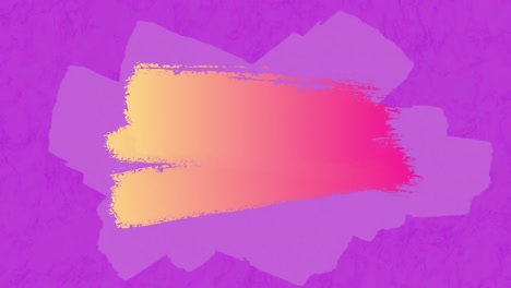 Animation-of-yellow-to-pink-brush-of-paint-splashed-on-purple-background