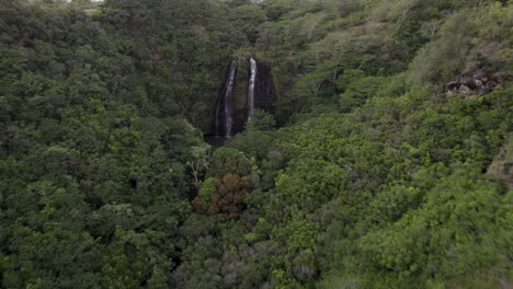 電影中的威魯亞瀑布 (wailua waterfall) 的空中影像