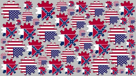 american and mississippi flag gears spinning background