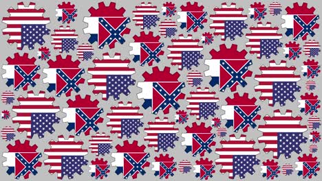 american and mississippi flag gears spinning background