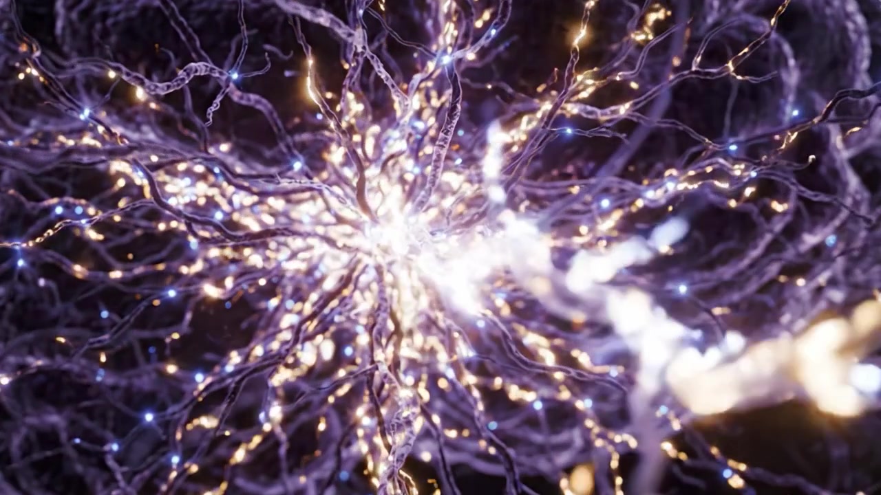 A Fascinating Journey Through the Intricate Web of Neurons: Exploring the Neural Pathways Illuminated with Glowing Lights in a Hypnotic Visual Display