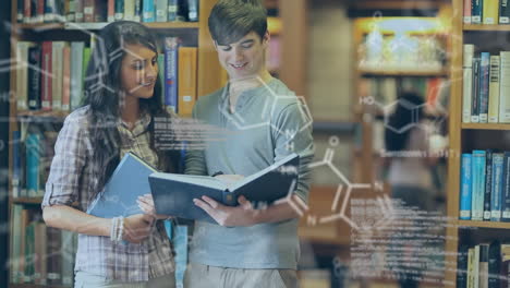 college students reading books in the library