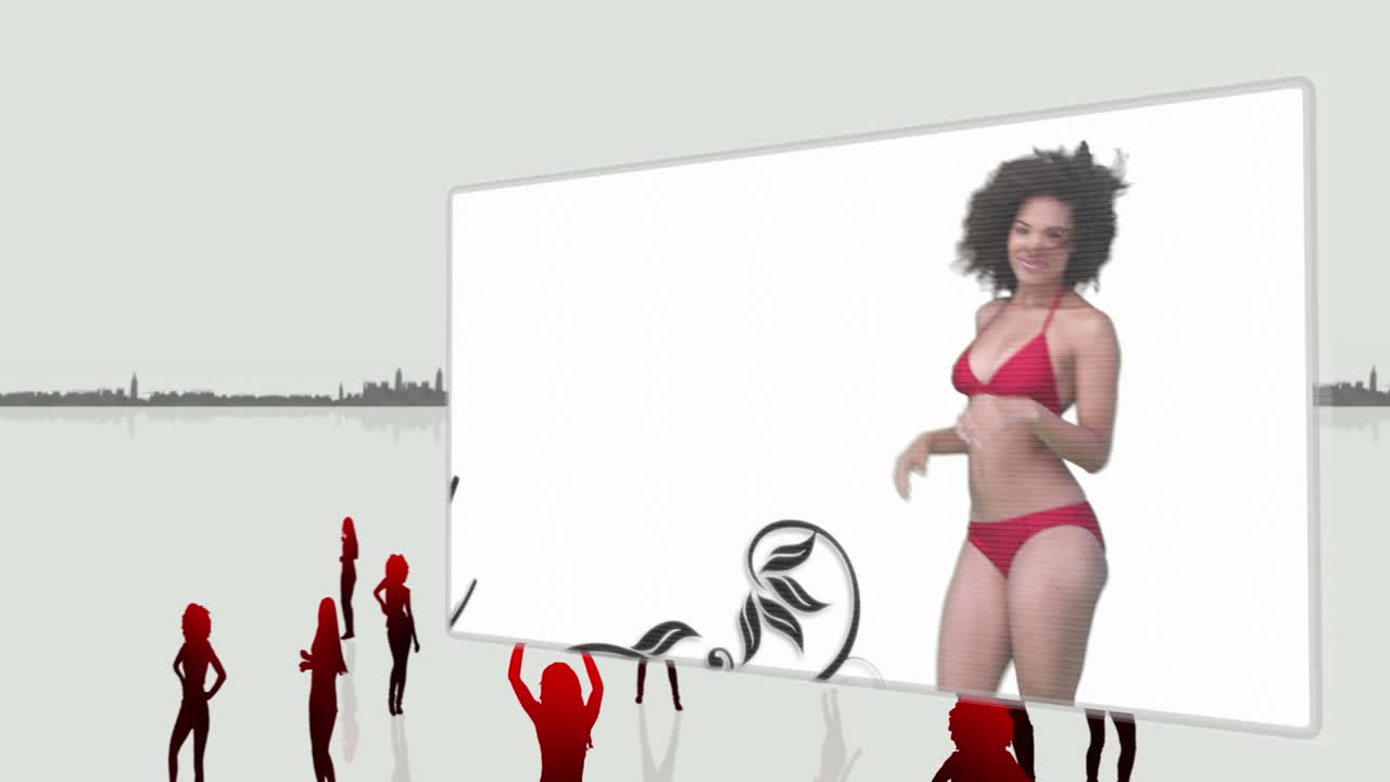 비키니를 입고 춤추는 우아한 여성