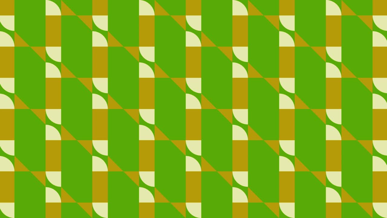 2d azulejos animación colorida patrón geométrico efecto visual gráficos de movimiento retro ilusión formas gráficos de simetría fondo verde marrón amarillo