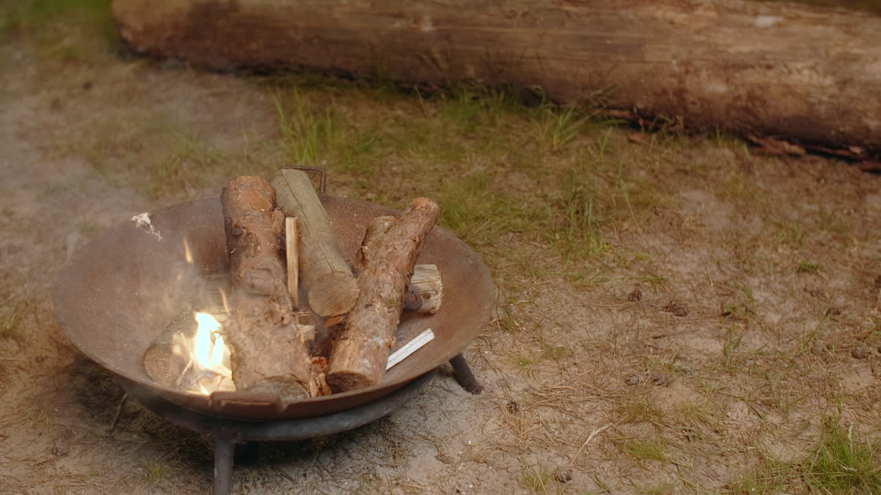 Campfire in a fire pit