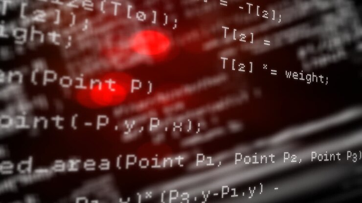 Animation af databehandling over glødende røde pletter