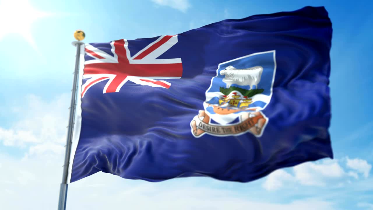 las islas malvinas de las malvinas bandera de bucle sin costuras vídeo de renderización 3d. hermoso bucle de tela textil agitando