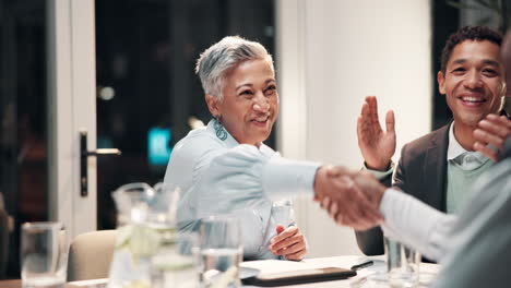 business meeting handshake: celebrating success and collaboration