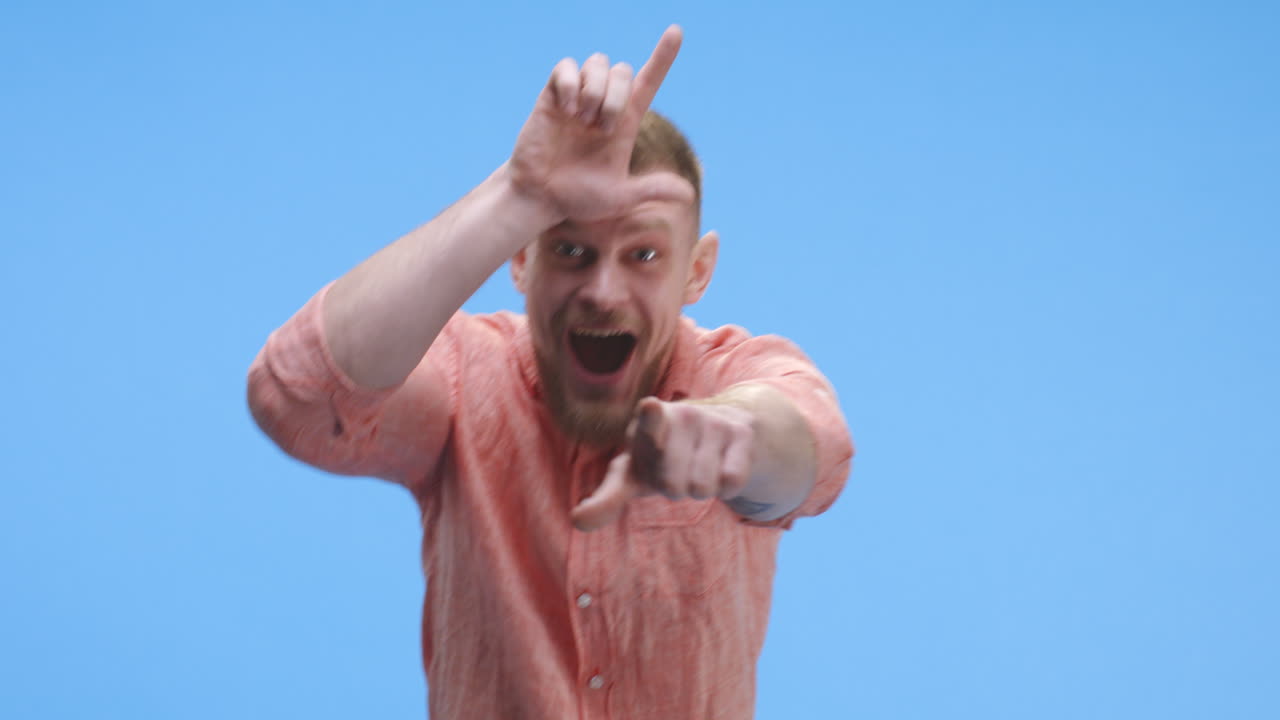 Man expressing various emotions in a studio setting