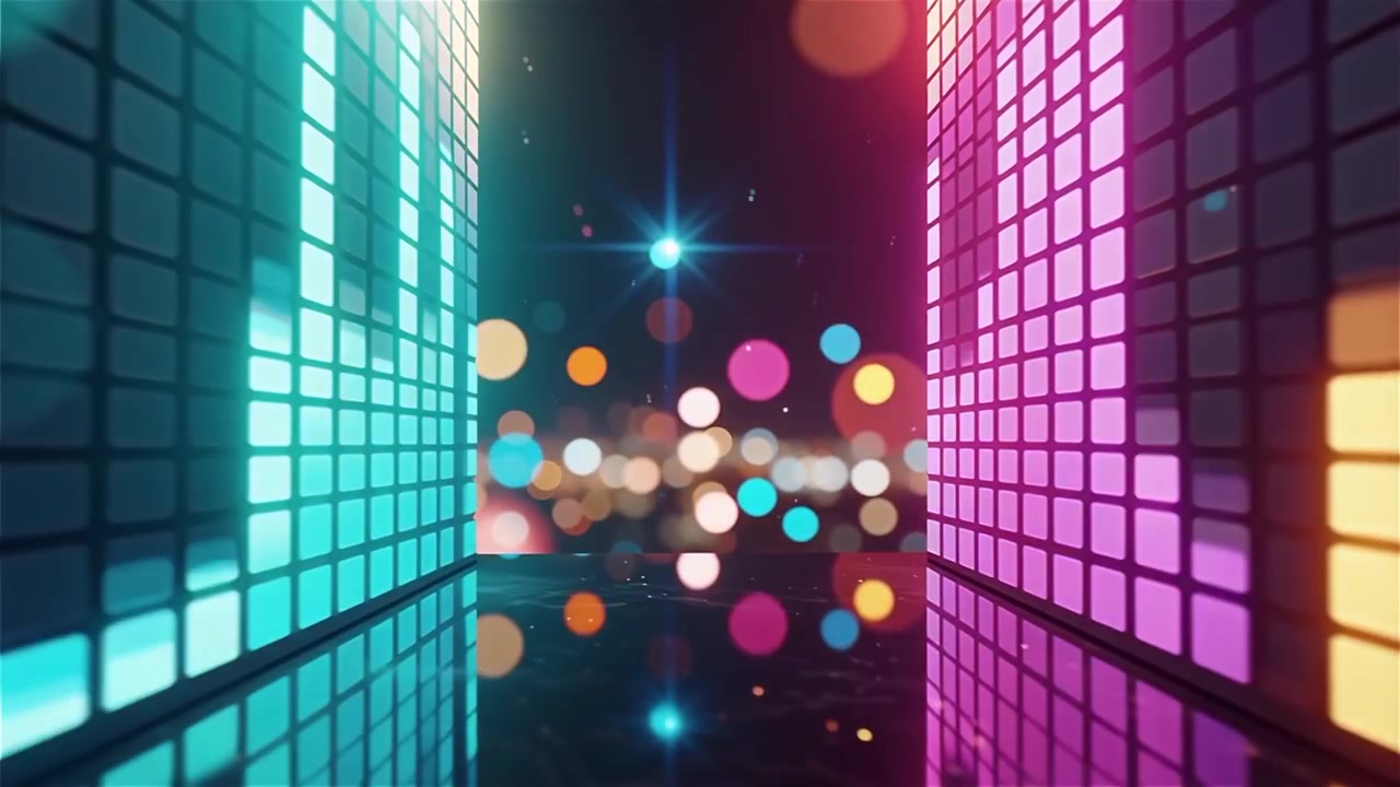 Sfondo visualizzatore equalizzatore musicale neon arcobaleno futuristico.