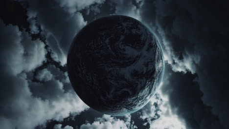 dark alien planet in a stormy sky