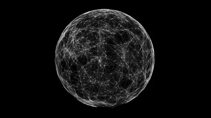 Animazione di connettività con sfera tecnologica bianca