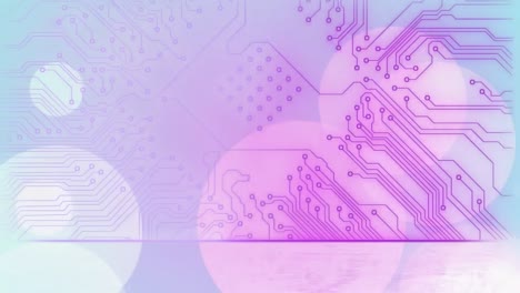 animación del procesamiento de datos en una placa de circuito luminoso de computadora