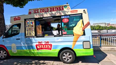 ice cream truck serving customers at southbank centre