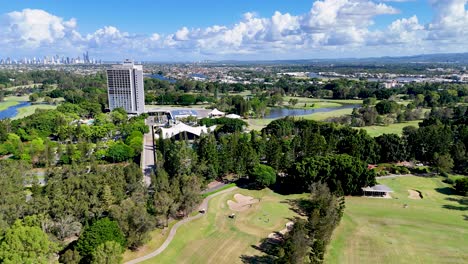 aerial footage showcasing a scenic golf course