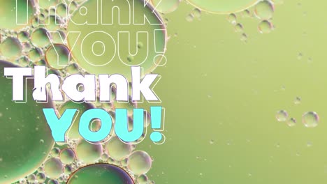 animation of thank you text over abstract liquid patterned background