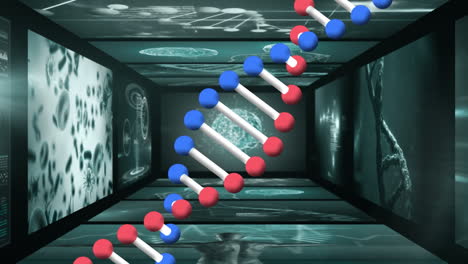 animación de la cadena de adn sobre el procesamiento de datos