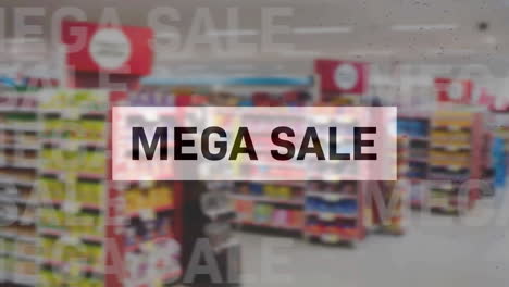 animación de texto de venta mega múltiple en el supermercado