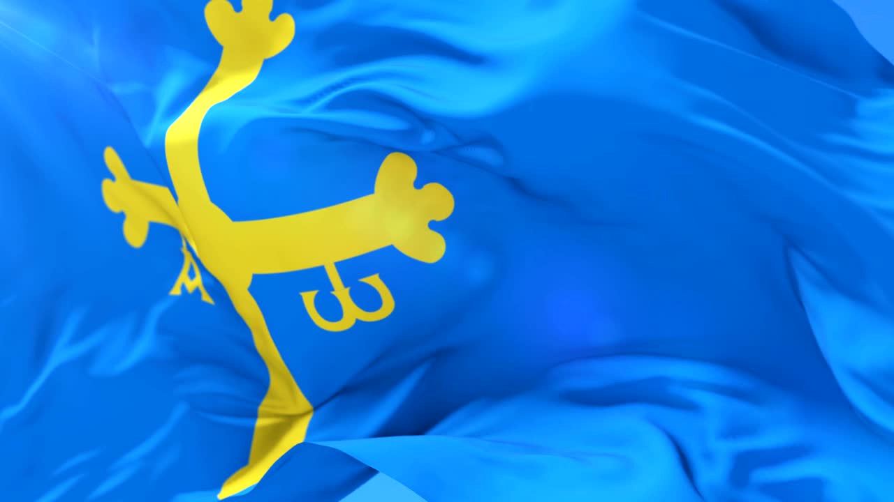 bandera de asturias ondeando con el viento, bucle