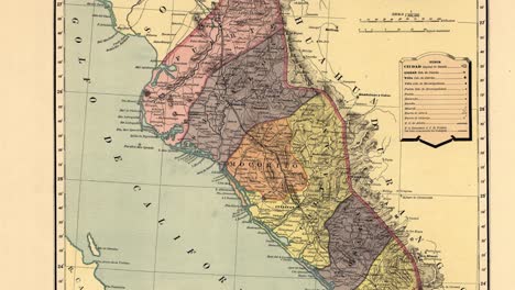 old nineteenth century map of the state of sinaloa in mexico