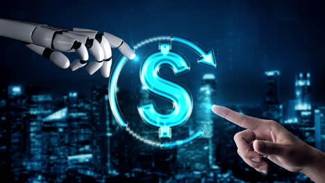 el robot futurista la inteligencia artificial iluminando el concepto de la tecnología ai