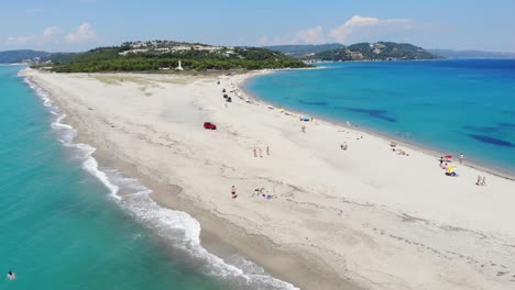 the famous head of the beautiful and wonderful beach of possidi, halkidiki, greece