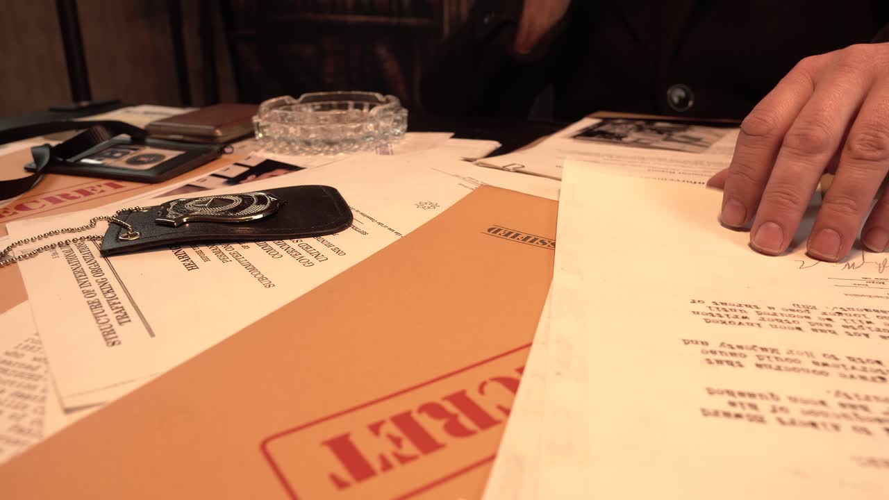 Federal Agents Looking Over Investigation Files and Top Secret Documents, Smoking Cigarettes