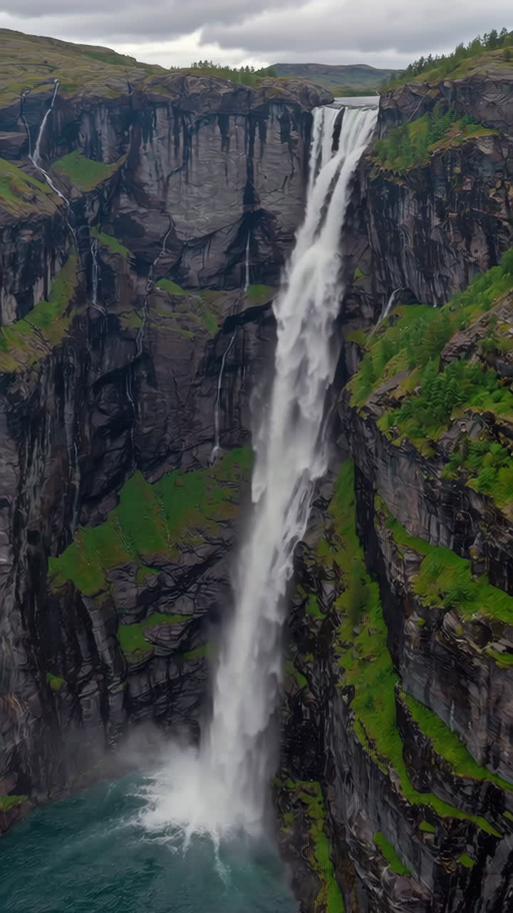 majestuosa cascada que cae en cascada por los acantilados rocosos
